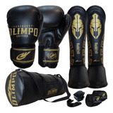 Kit Boxe Muay Thai Profissional Luva Bolsa Bandagem Bucal