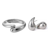 Kit Bracelete Duplo Grosso Brinco Gota Thassia Grande