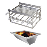 Kit Braseiro 60x40 Com Grill Suporte Manual 5 Espetos Inox