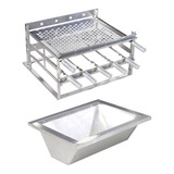 Kit Braseiro 60x50 Com Grill Manual 5 Espetos Inox Brinde