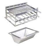 Kit Braseiro 71x50 Com Grill Manual 6 Espetos Inox Brinde