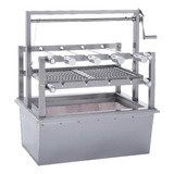 Kit Braseiro Grill Elevatório Inox Euruss 70x50cm