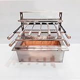 Kit Braseiro Inox Tijolo Refratário Suporte Flutuante 52x34 Com Grelhas E Espetos Aço Inox
