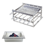 Kit Braseiro Refratário Com Grill Manual 5 Espetos 60cm Inox