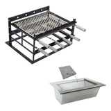 Kit Braseiro Refratário Com Grill Manual Pintado 5 Espetos