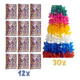 Kit Brincadeira Carnaval 12 Confetes   30 Colares Havaiano
