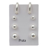 Kit Brinco Bola 3 Furos Par Argola 9mm Prata 925