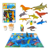 Kit Brinquedo Boneco Borracha Tubarão E Baleia 11 Peças