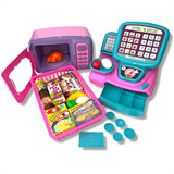 Kit Brinquedo Caixa Registradora Infantil Microondas E Feira