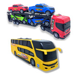 Kit Brinquedo Caminhão Cegonha Onibus Viagem