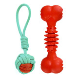 Kit Brinquedo Corda Para Caes Puxador E Osso Anti Stress