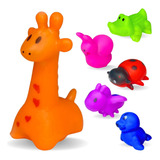 Kit Brinquedo De Vinil Hora Do Banho Animais Fazenda P Bebê