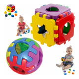 Kit Brinquedo Educativo Cubo Didático Bola Encaixe Criança