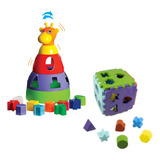 Kit Brinquedo Educativo Cubo E Girafa Para Montar E Encaixar