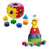 Kit Brinquedo Educativo Didático Cubo   Torre De Montar