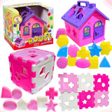 Kit Brinquedo Educativo Menina Casinha Cubo Encaixe Didático