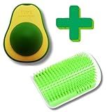 Kit Brinquedo Interativo Abacate Com Catnip Mais Escova Massageador Coçador De Parede Pet Com Erva De Gato
