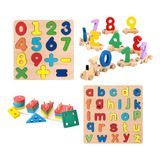 Kit Brinquedo Letra Minúscula Números Trenzinho Empilhar