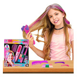 Kit Brinquedo Mechas Coloridas Pinte O Cabelo Beleza Camarim Infantil Faz De Conta Presente Menina 3 Anos Criança