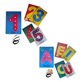 Kit Brinquedo Pedagógico Madeira Alinhavo Vogais Numerais