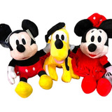 Kit Brinquedo Pelúcia Mickey Minnie É Plutos Musical 27cm