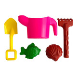 Kit Brinquedo Regador Infantil Areia Forminha Pá 5 Peças