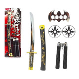 Kit Brinquedo Samurai Espada C 5 Acessórios Ninja Infantil