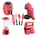 Kit Brinquedos Air Fryer Batedeira Cafeteira   Confeitaria