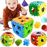 Kit Brinquedos Educativos Para Bebê 1 Ano Cubo De Montar E Encaixar Sensorial Pedagógico Didático Formas Geométricas Coloridas Aprendizagem Lúdica Bebes 12 Meses Jogos Recreativos Para Creche Escola