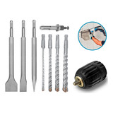 Kit Broca Ponteiro Talhadeira Mandril Sds Plus Adaptador