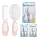 Kit Buba Escova Pente Cabelo Bebês Cerdas Macias Infantil