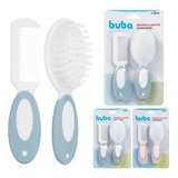 Kit Buba Escova Pente Cabelo Bebês Cerdas Macias Infantil