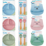 Kit Buba Silicone Babador Pratinho Talher Ventosa Divisória