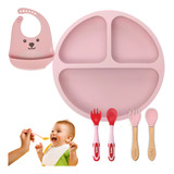 Kit Buba Silicone Babador Pratinho Talher Ventosa Divisória