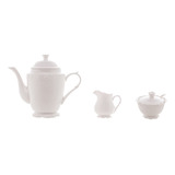 Kit Bule Leiteira E Açucareiro Porcelana Wolff Alto Relevo