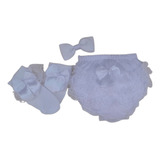 Kit Bunda Rica Tapa Fraldas Meia Renda Bebê Batizado laço