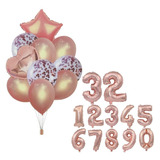 Kit Buque Rose Gold Balão Latex Metalizado 2 Numero 18 Pol