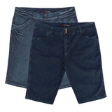 Kit C/ 02 Bermudas Jeans Femininas Plus Size Tam 58 E 60