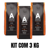 Kit C/ 3 Kgs - Café América Em Grãos Premium - 3 X 1 Kg