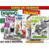 Kit C/ 6 Volumes - Curso Básico De Desenho - Passo A Passo - Anatomia Feminina - Anatomia Masculina - Felinos - Pássaros - Charges E Caricatura