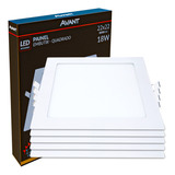 Kit C 05 Painel Led 18w Embutir Quadrado 3000k Quente