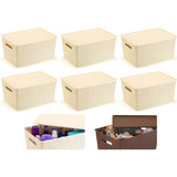 Kit C 06 Caixas Rattan Organizadoras C Tampa 15 Lts