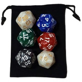 Kit C 06 Dados D20 Rpg D d Magic Contador Mtg Bolsa