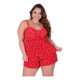 Kit C 10 Baby Doll Short Pijama Liganete Estampado Plus Size