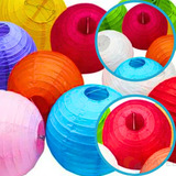 Kit C 10 Balão Japonês Lanterna Coloridas De Papel 25cm