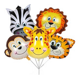 Kit C 10 Balão Metalizado Com Varetas Safari Infantil Festa