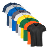 Kit C 10 Camisetas Malha Fria Gola V Básica Tecido Pv Camisa