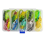 Kit C 10 Iscas Artificiais Frog Sapo Soft P Traira Estojo Cor Variado