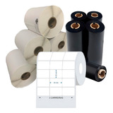 Kit C 10 Rolos Etiqueta Couche 34x23 3 Colunas 5 Ribbon Cor Branco