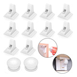 Kit C 10 Travas Magnética Gaveta Armário Segurança Crianças Cor Branco